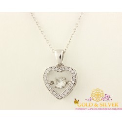 Серебряное колье с Сердечком 8086рсц
